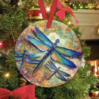 Dragonfly Art Amazing Style - Circle Ornament - Owl Ohh - Owl Ohh