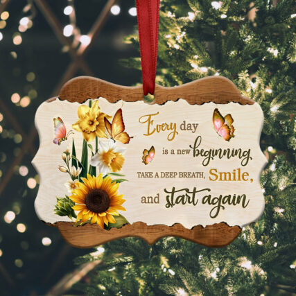 Butterfly Sunflower Motivation Start Again - Horizontal Ornament - Owl Ohh - Owl Ohh