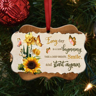 Butterfly Sunflower Motivation Start Again - Horizontal Ornament - Owl Ohh - Owl Ohh