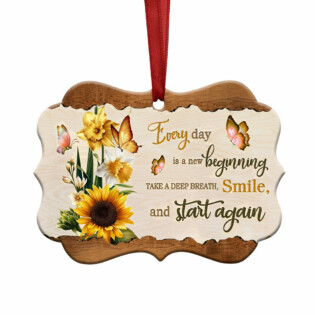 Butterfly Sunflower Motivation Start Again - Horizontal Ornament - Owl Ohh - Owl Ohh