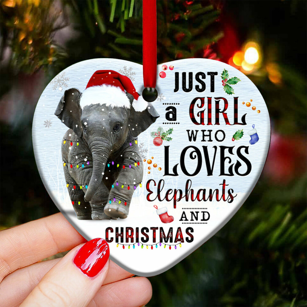 Elephant Just A Girl Who Loves - Heart Ornament - Owl Ohh - Owl Ohh