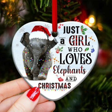 Elephant Just A Girl Who Loves - Heart Ornament - Owl Ohh - Owl Ohh