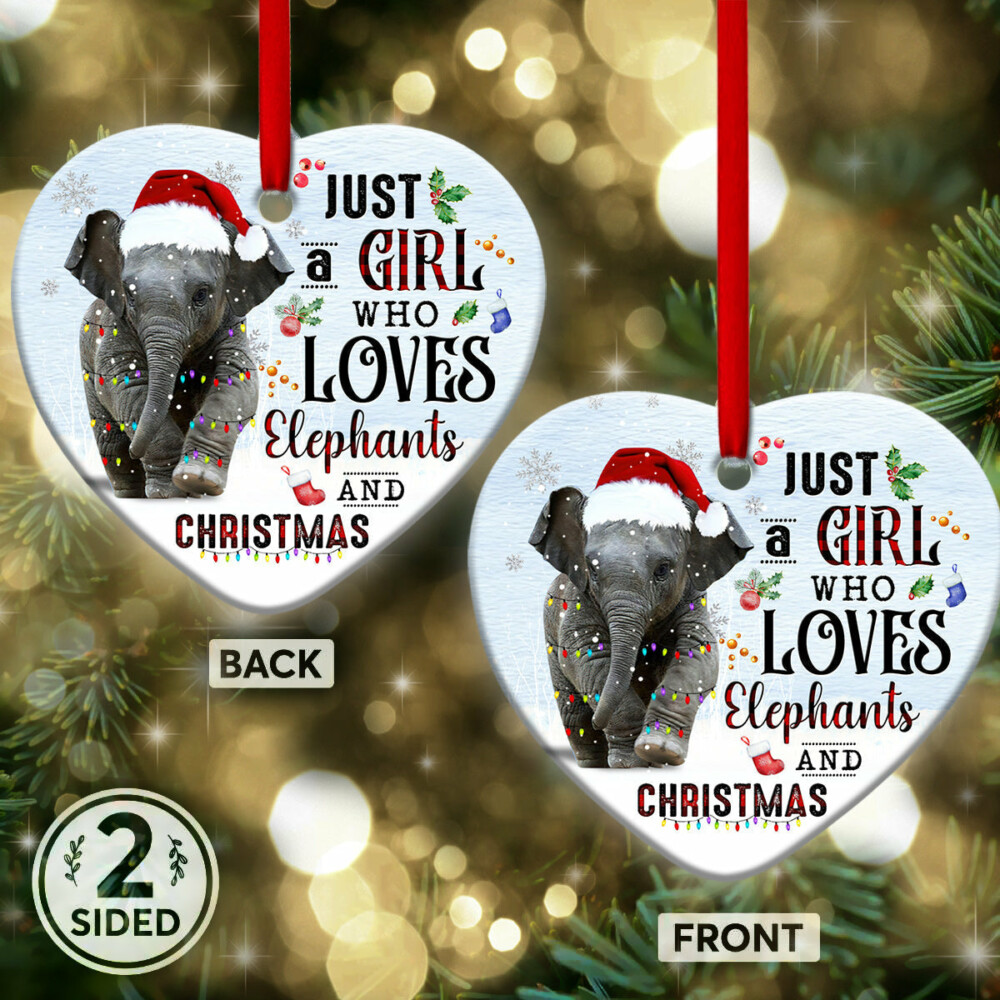 Elephant Just A Girl Who Loves - Heart Ornament - Owl Ohh - Owl Ohh