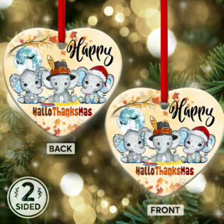 Elephant Happy HalloThanksMas Style - Heart Ornament - Owl Ohh - Owl Ohh