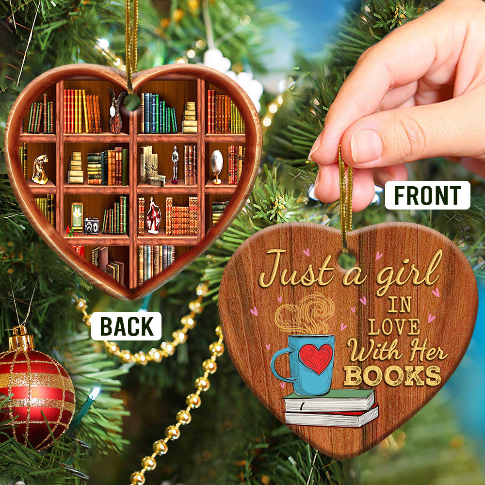 Book Heart Book Shelf Girls Love Books - Heart Ornament - Owl Ohh - Owl Ohh