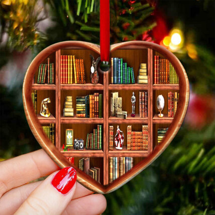 Book Heart Book Shelf Girls Love Books - Heart Ornament - Owl Ohh - Owl Ohh