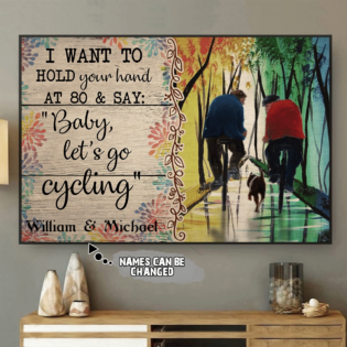 Cycling LGBT Gay Couple Let's Go Cycling - Horizontal Poster - Owl Ohh - Owl Ohh