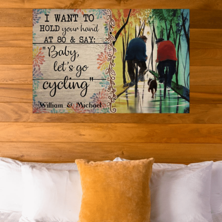 Cycling LGBT Gay Couple Let's Go Cycling - Horizontal Poster - Owl Ohh - Owl Ohh