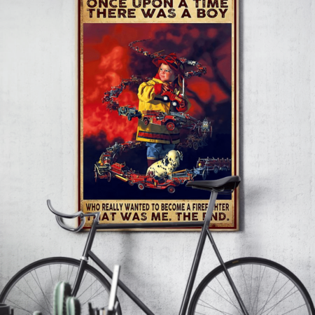 Firefighter Once Upon A Time A Boy - Vertical Poster - Owl Ohh - Owl Ohh