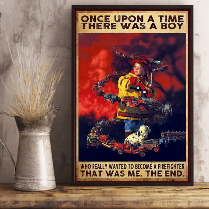 Firefighter Once Upon A Time A Boy - Vertical Poster - Owl Ohh - Owl Ohh