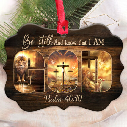 Lion Faith Be Still And Know That I Am God - Horizontal Ornament - Owl Ohh - Owl Ohh