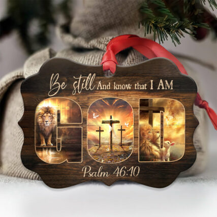 Lion Faith Be Still And Know That I Am God - Horizontal Ornament - Owl Ohh - Owl Ohh