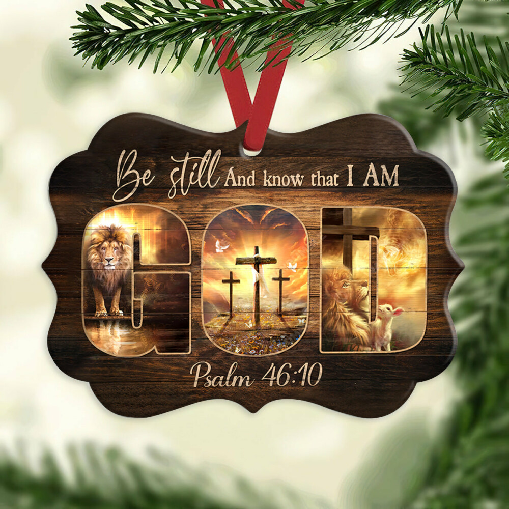 Lion Faith Be Still And Know That I Am God - Horizontal Ornament - Owl Ohh - Owl Ohh