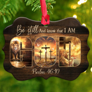 Lion Faith Be Still And Know That I Am God - Horizontal Ornament - Owl Ohh - Owl Ohh