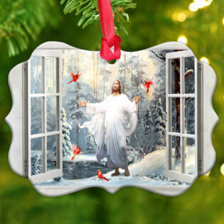 Jesus Faith God And Cardinal Outside Your House - Horizontal Ornament - Owl Ohh - Owl Ohh