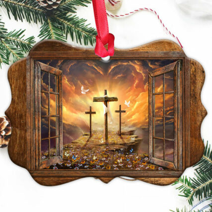 Jesus Faith Heaven In The Window Butterfly And Flower - Horizontal Ornament - Owl Ohh - Owl Ohh