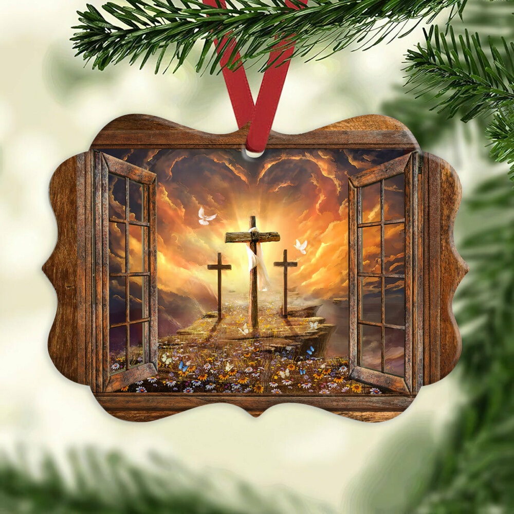 Jesus Faith Heaven In The Window Butterfly And Flower - Horizontal Ornament - Owl Ohh - Owl Ohh