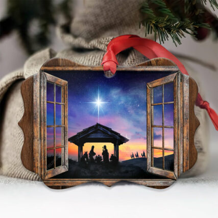 Christmas Faith Nativity Christmas Night - Horizontal Ornament - Owl Ohh - Owl Ohh