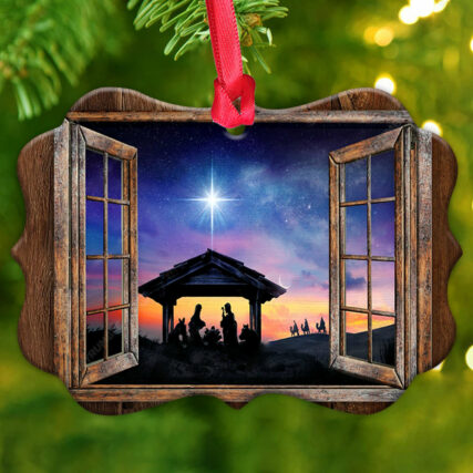 Christmas Faith Nativity Christmas Night - Horizontal Ornament - Owl Ohh - Owl Ohh