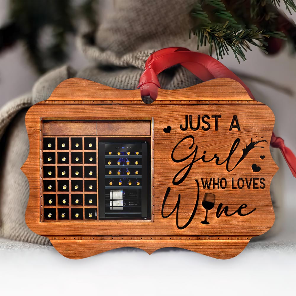 Wine Lover Just A Girl Who Loves Wine - Horizontal Ornament - Owl Ohh - Owl Ohh