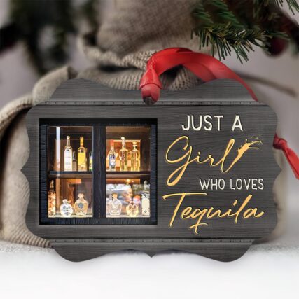 Wine Just A Girl Who Loves Tequila - Horizontal Ornament - Owl Ohh - Owl Ohh