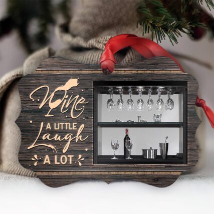 Wine A Little Laugh A Lot - Horizontal Ornament - Owl Ohh - Owl Ohh