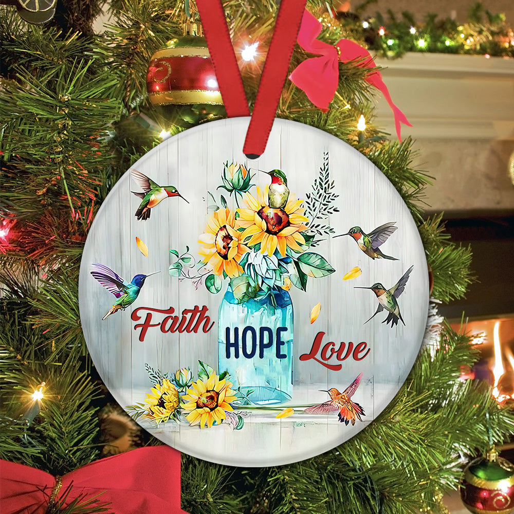 Hummingbird Faith God Hope - Circle Ornament - Owl Ohh - Owl Ohh
