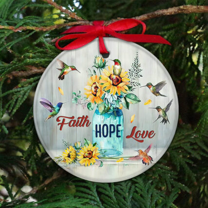 Hummingbird Faith God Hope - Circle Ornament - Owl Ohh - Owl Ohh