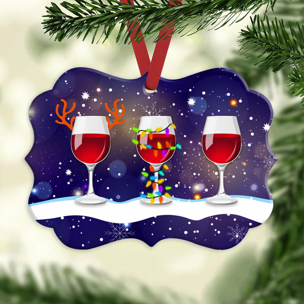Wine All I Want For This Christmas Is Wine - Horizontal Ornament - Owl Ohh - Owl Ohh