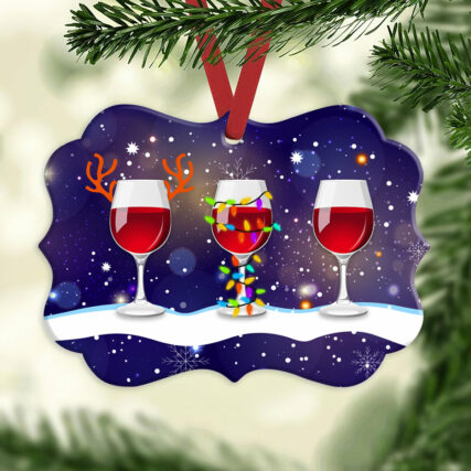 Wine All I Want For This Christmas Is Wine - Horizontal Ornament - Owl Ohh - Owl Ohh