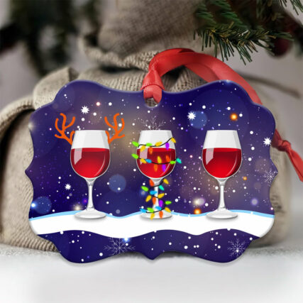 Wine All I Want For This Christmas Is Wine - Horizontal Ornament - Owl Ohh - Owl Ohh