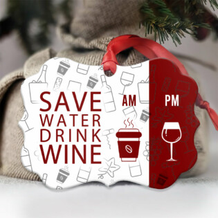 Wine Save Water Drink Wine - Horizontal Ornament - Owl Ohh - Owl Ohh