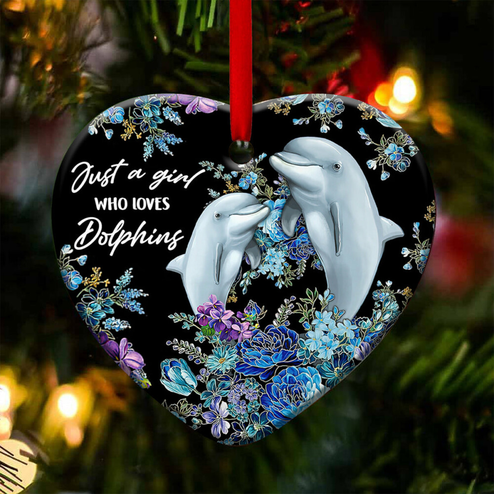 Dolphin Just A Girl Who Loves Dolphins - Heart Ornament - Owl Ohh - Owl Ohh
