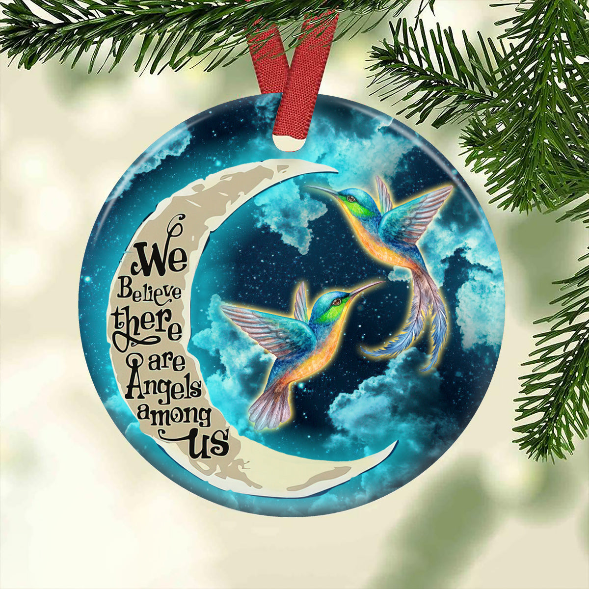Hummingbird Memorial Moon Style - Circle Ornament - Owl Ohh - Owl Ohh