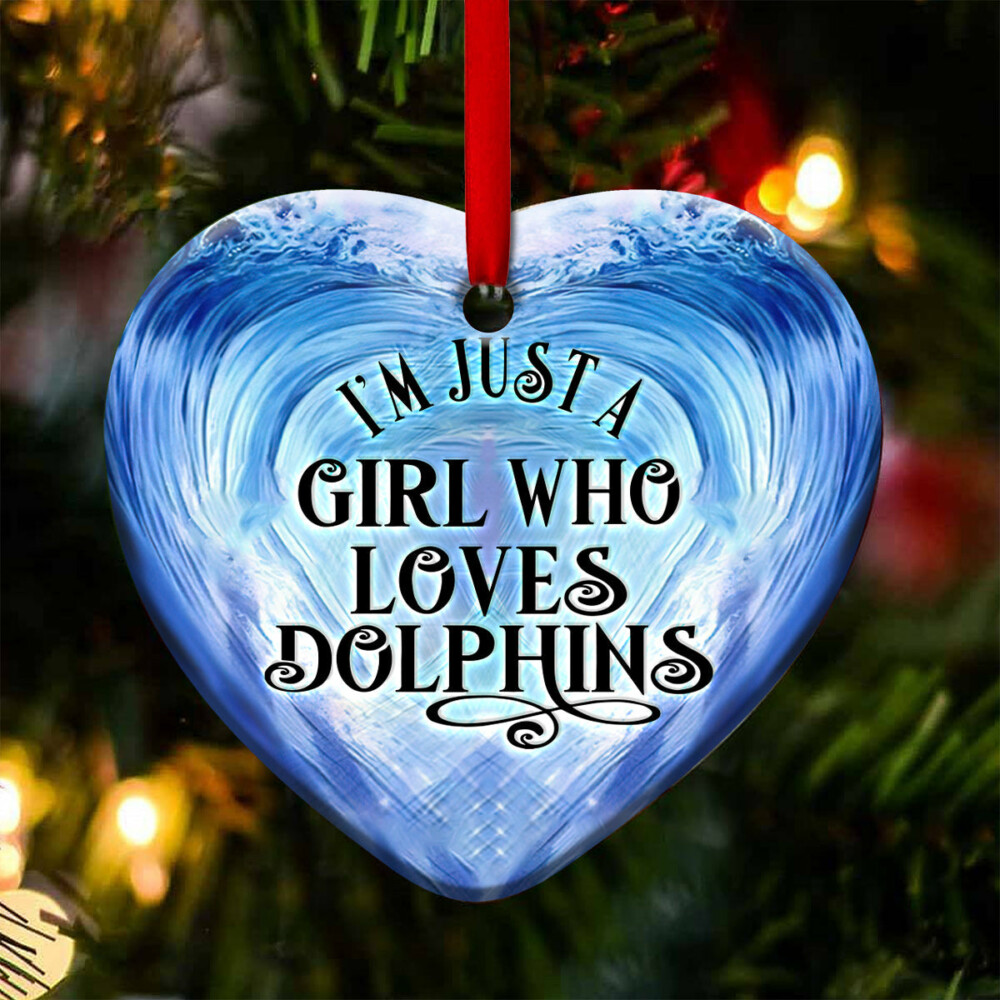Dolphin Riding Wave Lover - Heart Ornament - Owl Ohh - Owl Ohh