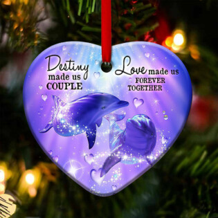 Dolphin Purple Magical Couple - Heart Ornament - Owl Ohh - Owl Ohh