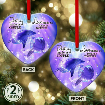 Dolphin Purple Magical Couple - Heart Ornament - Owl Ohh - Owl Ohh