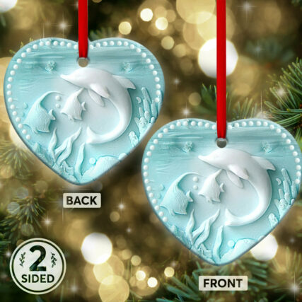 Dolphin Lover Ceramic Style - Heart Ornament - Owl Ohh - Owl Ohh