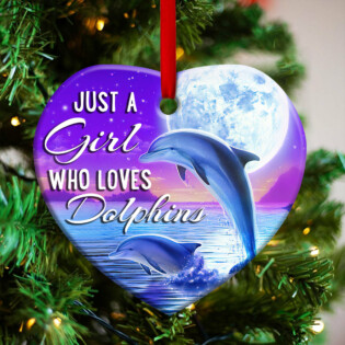 Dolphin Moon Just A Girl Lover - Heart Ornament - Owl Ohh - Owl Ohh