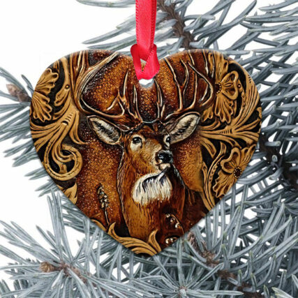 Hunting Wooden Style For Deer Hunting Lovers - Heart Ornament - Owl Ohh - Owl Ohh