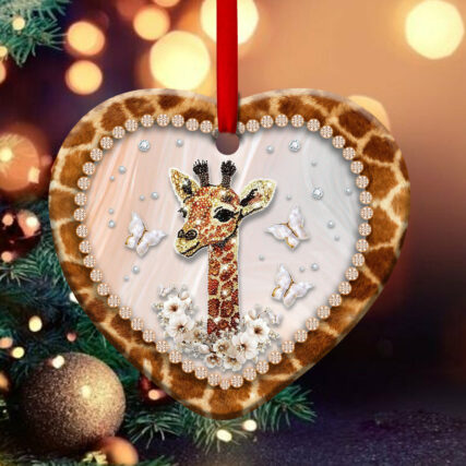 Giraffe Floral Butterfly So Twinkle - Heart Ornament - Owl Ohh - Owl Ohh