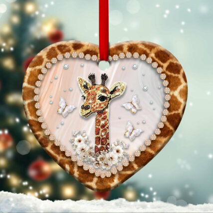 Giraffe Floral Butterfly So Twinkle - Heart Ornament - Owl Ohh - Owl Ohh