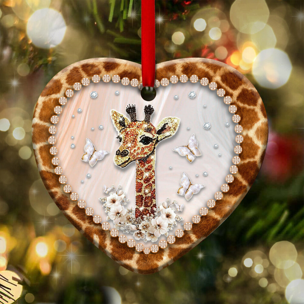 Giraffe Floral Butterfly So Twinkle - Heart Ornament - Owl Ohh - Owl Ohh
