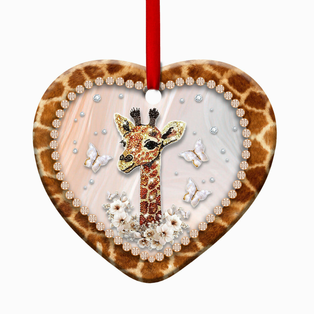 Giraffe Floral Butterfly So Twinkle - Heart Ornament - Owl Ohh - Owl Ohh