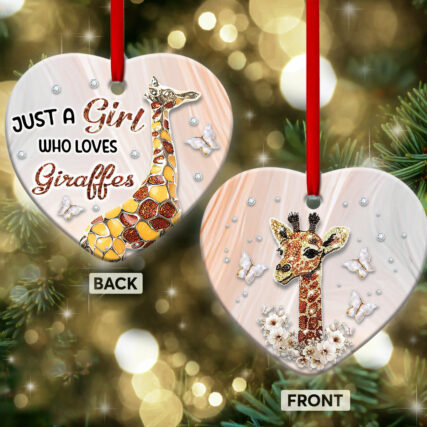 Giraffe Just A Girl Who Loves Giraffes - Heart Ornament - Owl Ohh - Owl Ohh