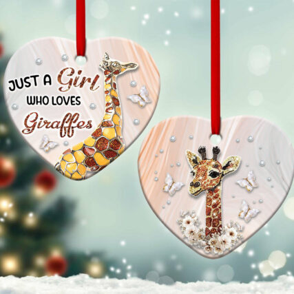 Giraffe Just A Girl Who Loves Giraffes - Heart Ornament - Owl Ohh - Owl Ohh