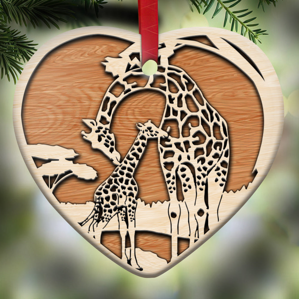 Giraffe Mom And Baby So Lovely - Heart Ornament - Owl Ohh - Owl Ohh
