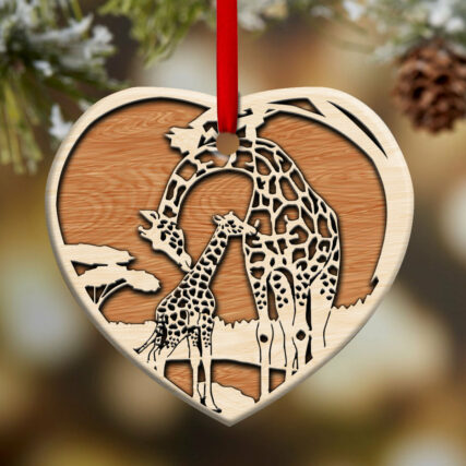 Giraffe Mom And Baby So Lovely - Heart Ornament - Owl Ohh - Owl Ohh