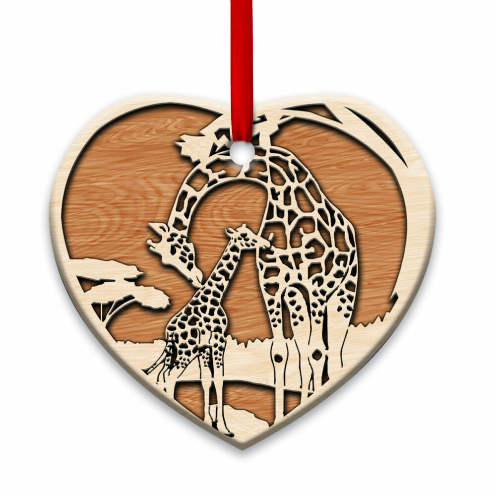 Giraffe Mom And Baby So Lovely - Heart Ornament - Owl Ohh - Owl Ohh