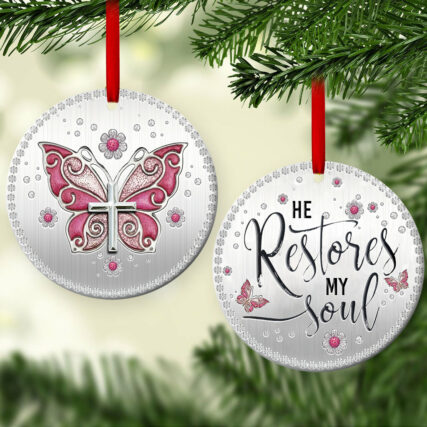 Butterfly Faith Restores My Soul - Circle Ornament - Owl Ohh - Owl Ohh